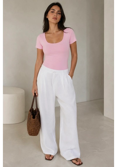 Bb Butik Basic Soft Touch Kare Yaka Body Tulum Astarlı Md3535 Pembe