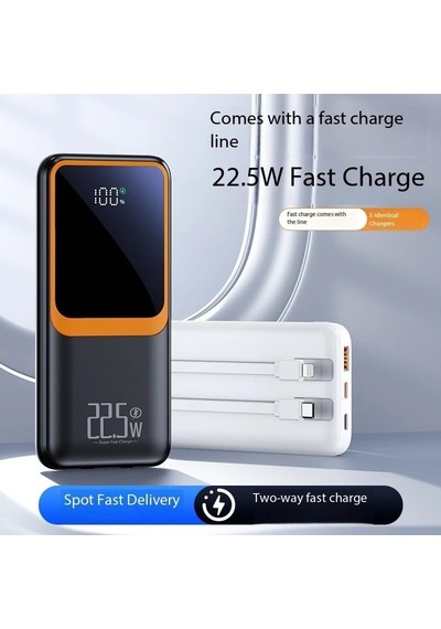20000 Mh Pd 20w Ve Usb 22.5w Hızlı Şarj Dahili Type C Ve Lightning Kablolu Dünya Standartlarına Uygun Polymer Batar