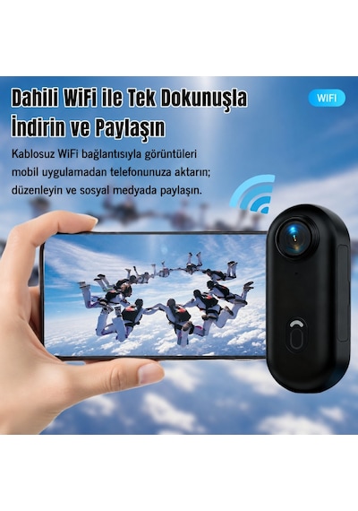 H88 Mini Wifi Vlog Kamerası Motor Spor Aksiyon Kamerası 1080p Full Hd 120 Açı Siyah