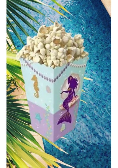 Mısır Kutusu Pırıltılı Deniz Kızı Temalı Pop Corn Kutusu Parti Malzemesi