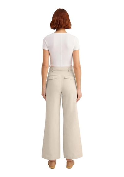 Ersefa Kadın Yüksek Bel Wide Leg Gabardin Pantolon Fonksiyonel Dayanıklı Ekru