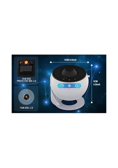 Galaxy Projektor Yıldızlı Gökyüzü Gece Lambası 12 Film Diskli Galaksi Işık Projektörü Gri - 787200985
