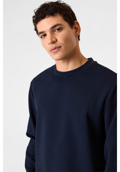 Backandbond Bisiklet Yaka Lacivert Sweatshirt