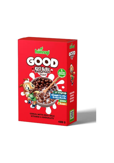 Hünnap Good Keçi Sütlü Çikolatalı Glütensiz Gevrek 400 G - 5 Adet Tarı