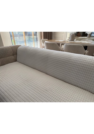 Kare Desen Süngerli Wellsoft Koltuk Örtüsü 170x215 Cm Krem
