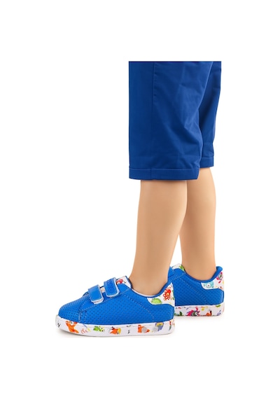 Kiko Kids Perforated Cırtlı Işıklı Erkek Bebek Spor Ayakkabı Saks Mavi