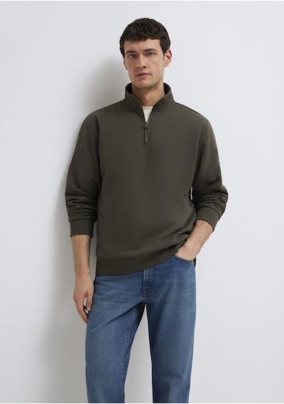 Mavi - Yarı Fermuarlı Haki Basic Sweatshirt 0s10278-71553 Yeşil