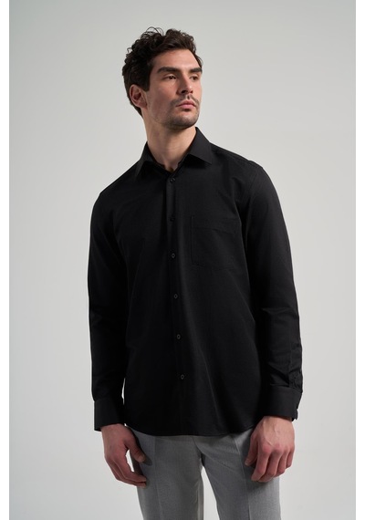 İmza Uzun Kol Desenli Armürlü Sert Yaka Cepli Pamuklu Classic Comfort Fit Gömlek 1004250171 Siyah İmza Uzun Kol Desenli Armürlü Sert Yaka Cepli Pamuklu Classic Comfort Fit Gömlek 1004250171 Siyah