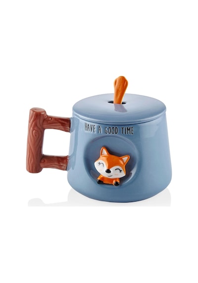 The Mia Tilki Kapaklı Ve Kaşıklı Kupa 370 Ml Fgr0011