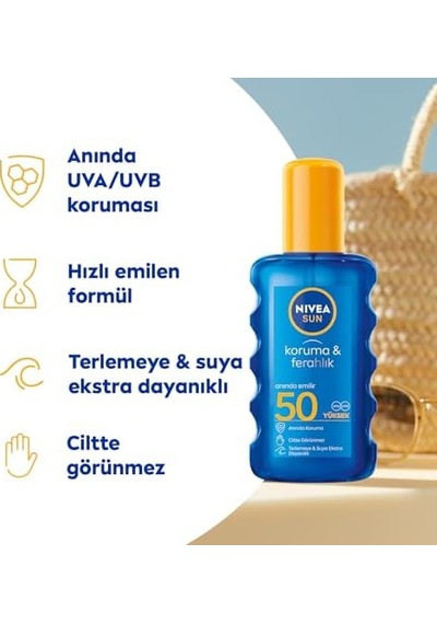 Sun Spf50 Yüksek Koruyucu Güneş Spreyi 200ml, Ferahlık, Terlemeye Ve Suya Dayanıklı, Uva Koruması