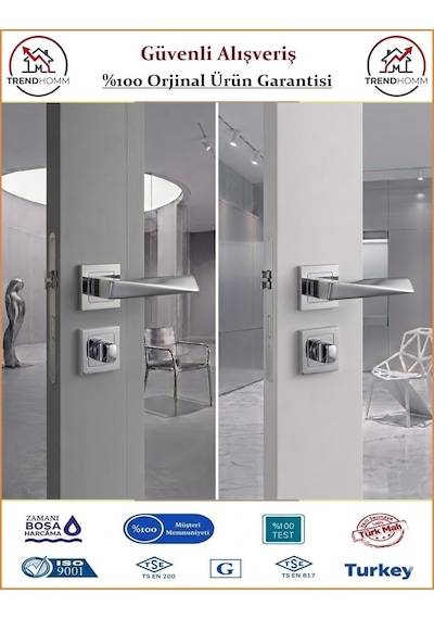 Çelebi Prizma Rozetli İç Kapı Kolu - Parlak Nikel - Wc Banyo