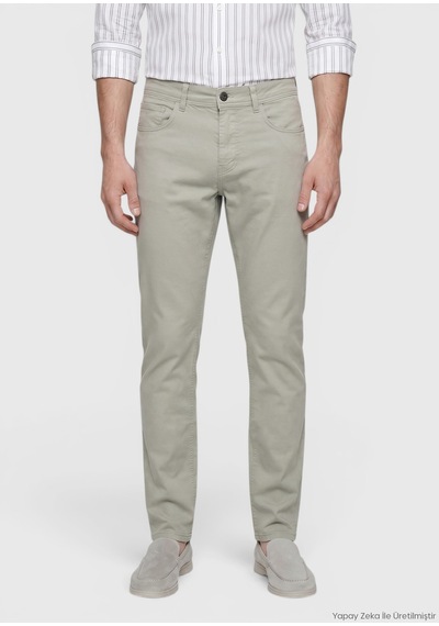 Ramsey Haki Dokuma Slim Fit Casual Pamuk Karışımlı Pantolon