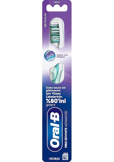 Pro-3dwhite Advanced Beyazlık Diş Fırçası, Orta Sertlik Açık Ahşap