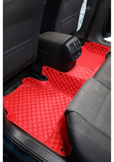 Honda Cıvıc Fd6 2007-2011 Kırmızı Renk 8d Diamond Premium Kaymaz Deri Oto Paspas