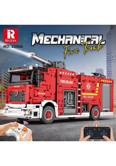 Reobrix Technic 22008 İtfaiye Kamyonu Kumandalı&motorlu Yapı Blok Seti Building Blocks Fire Ladder Truck - 2692 Parça