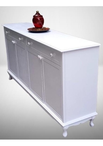 Konsol Klasik Model Tv Sehpa 90386 Ahşap Mdf Parlak Beyaz Boya El Yapım