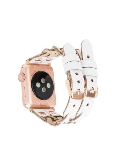 Bouletta Apple Watch Uyumlu Deri Kordon York Double Tour F3 Beyaz