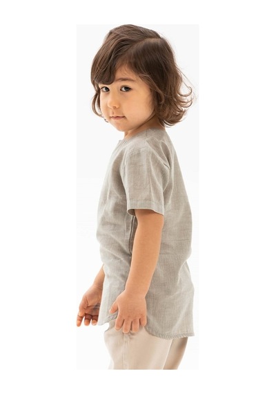 Eliş Şile Bezi Kısa Kol Şile Bezi Bisiklet Yaka Erkek Çocuk Tshirt Taş 3031