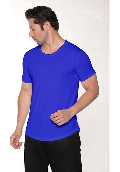 Black Horn Erkek Geniş Yaka %100 Pamuk Salaş T-shirt Mavi