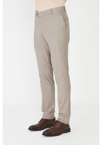 Bej Erkek Kumaş Pantolon Modern Kesim Klasik Pantolon Bej