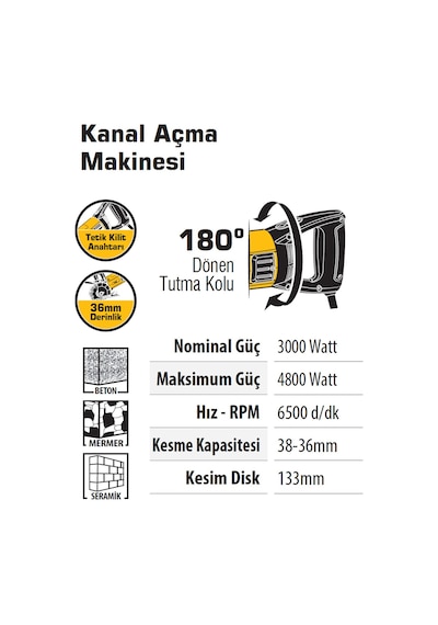 Sgs Sgs5300 Beton Duvar Tuğla Seramik Kanal Açma Makinesi 3000 W Sulu Ve Kuru Kesim