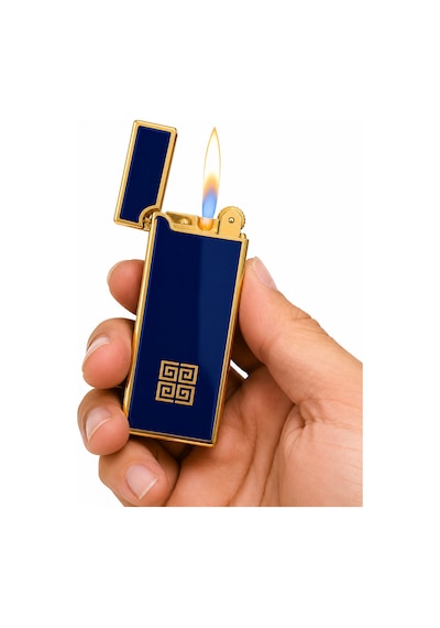 Premium Metal Gazlı Çakmak Gold Klasik Tasarım Lacivert