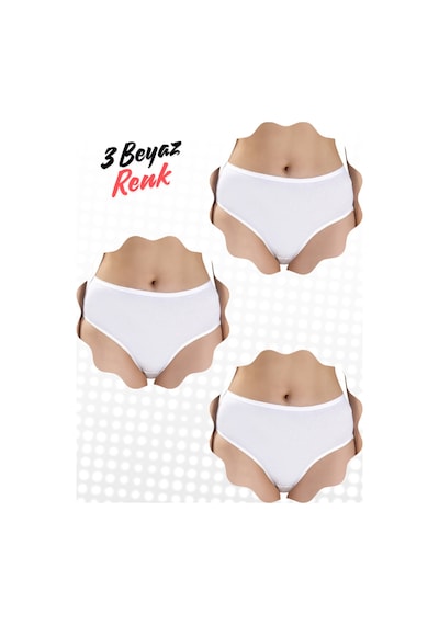 Yüksek Bel Bato Tarzında Bikini 3 Lü Adet Ekonomik Set Ultra Kalitededir Beyaz