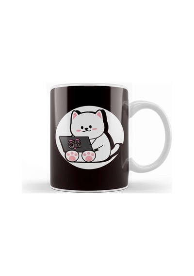 Code Girl Cat Computer Science Developer Internet Debugging Kupa Bardak Porselen Karışık