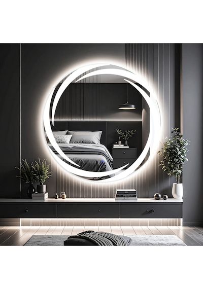 Whirilwind Beyaz Led'li Lazer Kumlamalı Lavabo & Banyo Aynası Dokunmatik Sensörlü 70 X 70