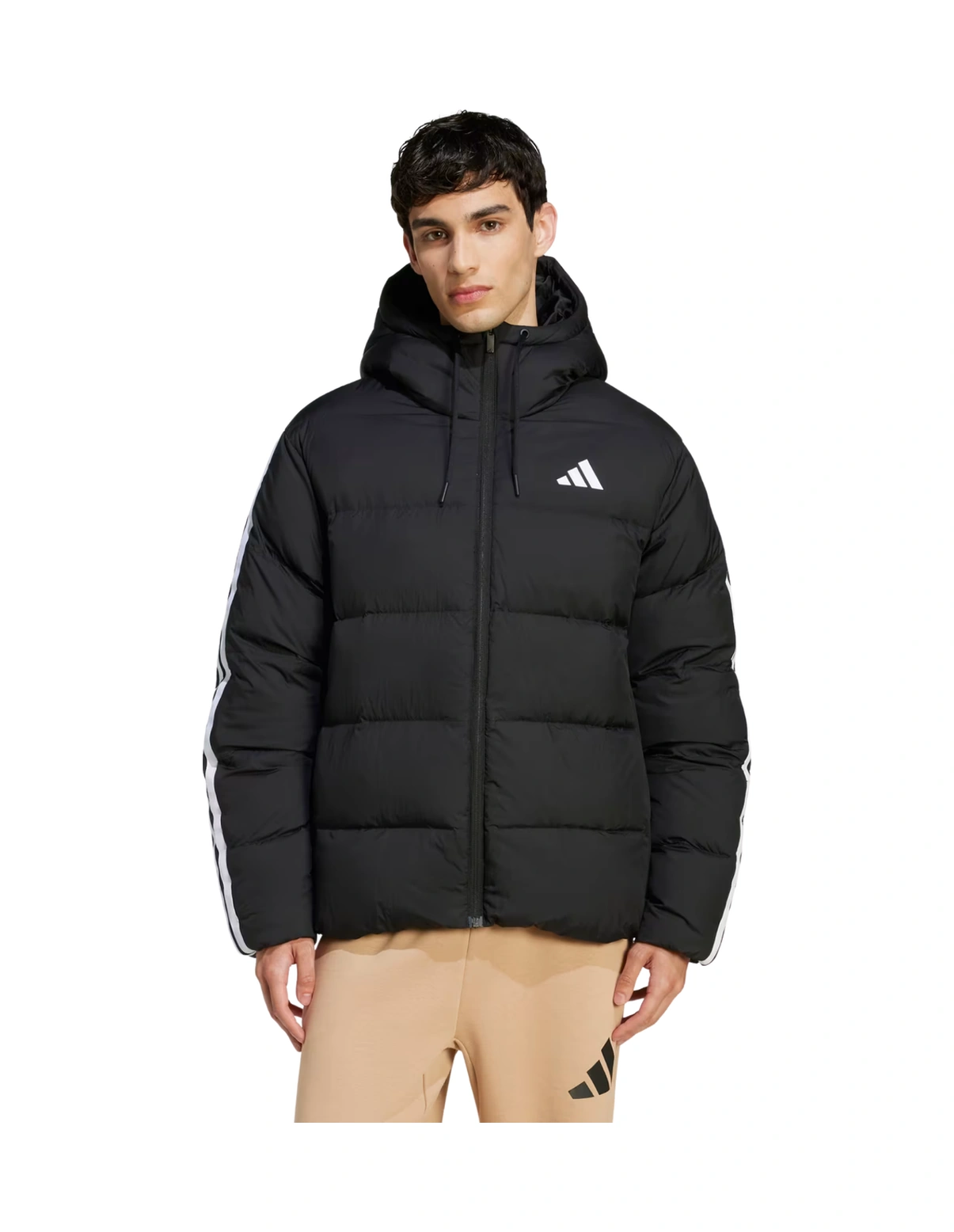 Adidas Erkek Siyah Kapşonlu Mont Essentials Climawarm 3-stripes Puffer Down Siyah