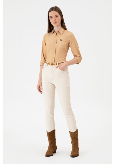 U.S. Polo Assn. Kadın Camel Uzun Kollu Basic Gömlek 50316711-VR015
