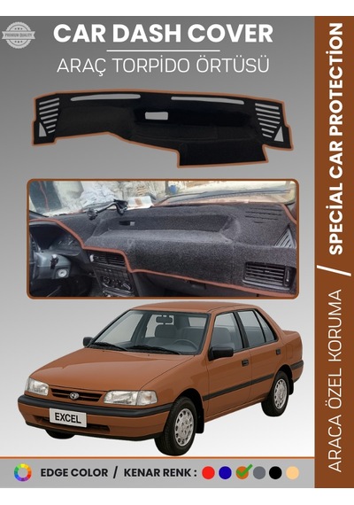 Hyundai Excel 1989-1994 Torpido Örtüsü Göğüs Koruma Araca Özel Uv Koruma Kolay Montaj - 422 Stiloto