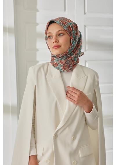 Silk Home Soft Eşarp 73093-19 Gök Mavi, Kırmızı, Ekru, Koyu Gri