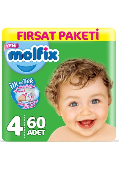 Molfix 3D Bebek Bezi 4 Numara Maxi Fırsat Paketi 60 Adet