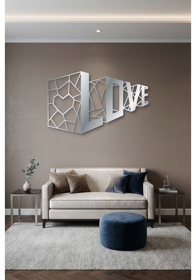 3d Love Metal Duvar Tablosu - Duvar Sanatı - Duvar Dekoru - Krom