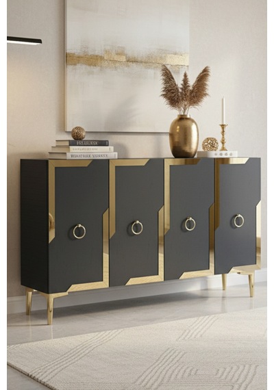 Ka1233ag Seza120 Konsol, Kahve Köşesi Ve Tv Sehpası, Çok Amaçlı Dolap Antrasit - Gold 120cm Ka1233ag Seza120 Konsol, Kahve Köşesi Ve Tv Sehpası, Çok Amaçlı Dolap Antrasit - Gold 120cm
