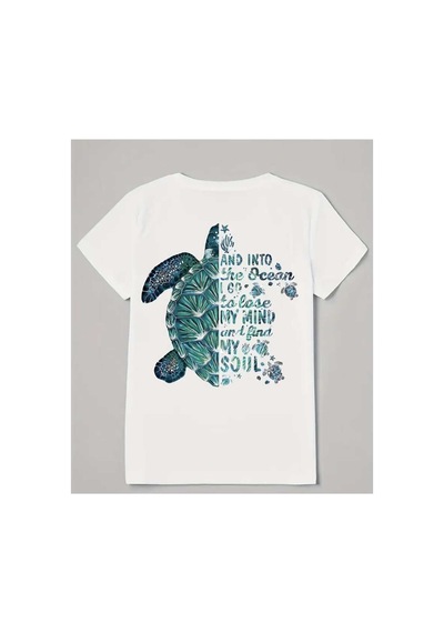Panda Baskı Tekstil Kaplumbağa Baskılı Özel Tasarım Oversize Tshirt Beyaz