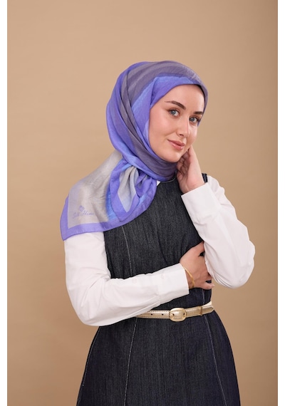 Silk Home Olinda İpek Eşarp 47005-01 Gümüş, Mor, Mavi, Koyu Mor