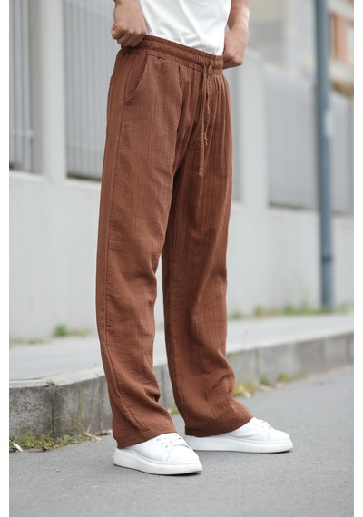Madmext Kahverengi %100 Pamuklu Rahat Kesim Erkek Pantolon E6562