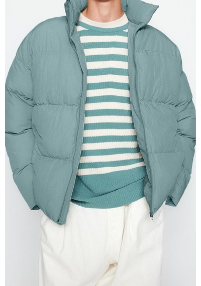 Ersefa Tasarım Düz Astarlı Yaka Standart Bol Dik Unisex Oversize Fit Dik Mint
