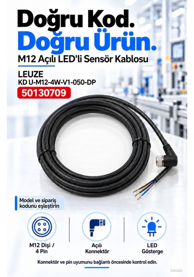 Leuze Kd U-m12-4w-v1-050-dp M12 Açılı Led Li Sensör Bağlantı Kabl