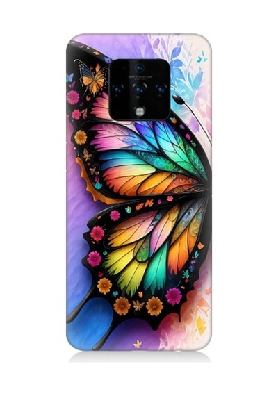 Tecno Camon 16 Uyumlu Renkli Kanatlı Kelebek Desenli Silikon Kılıf
