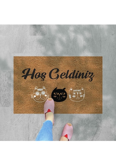 Hoş Geldiniz Yazılır Temalı Coco Görünümlü Dekoratif Dış Kapı Önü Ve Iç Mekan Paspası Bebek Mavisi