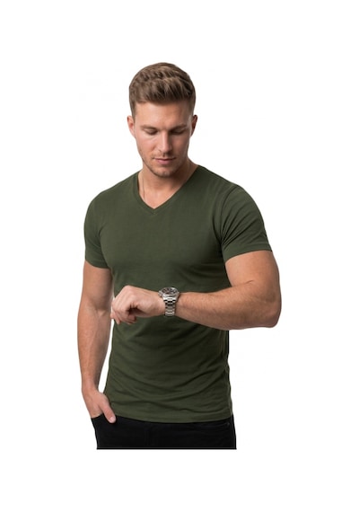 Deepsea Haki V Yaka Slim Fit Erkek Tişört 1801165 Haki