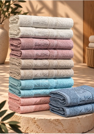 Bambu El Yüz Havlusu 12 Li 50x90 Çok Renkli