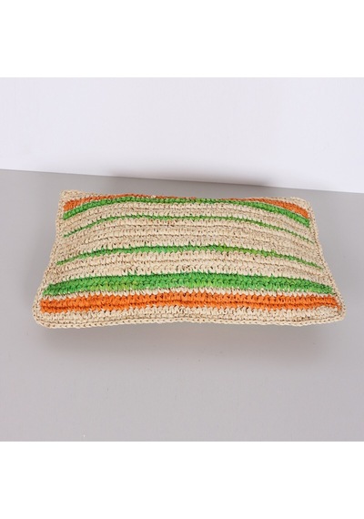 Çift Yön Örgü 30x50 Cm. Doğal Renkli Rafya Kırlent Mix