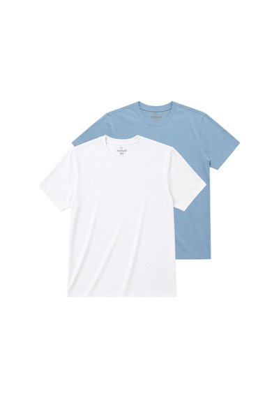 Ranud Erkek Regular Fit 2 Li Tişört,%100 Pamuk, Oeko-tex Yumuşak Fırçalı Süper Soft Kumaş Beyaz+soft Mavi Ranud Erkek Regular Fit 2 Li Tişört,%100 Pamuk, Oeko-tex Yumuşak Fırçalı Süper Soft Kumaş Beyaz+soft Mavi