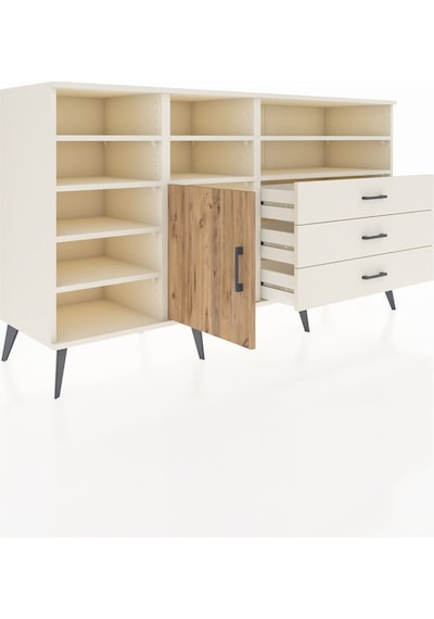 Kronos Konsol 8 Raflı 3 Çekmeceli Tek Kapaklı 176x59x99 Aytaşı-ç Aytaşı-çam/aytaşı
