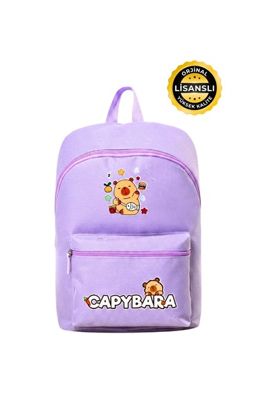Capybara Orijinal Lisanslı Çocuk Okul Çantası Su Geçirmez Lila