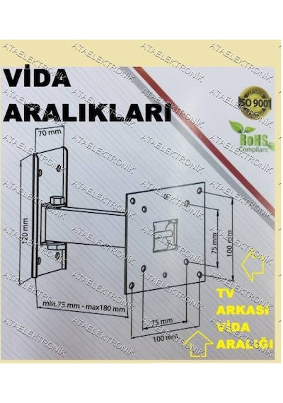 Beko Uyumlu 22 " İnç 26"İnç 55 Cm 66 Cm Tv Televizyon Tv Hareketli Askı